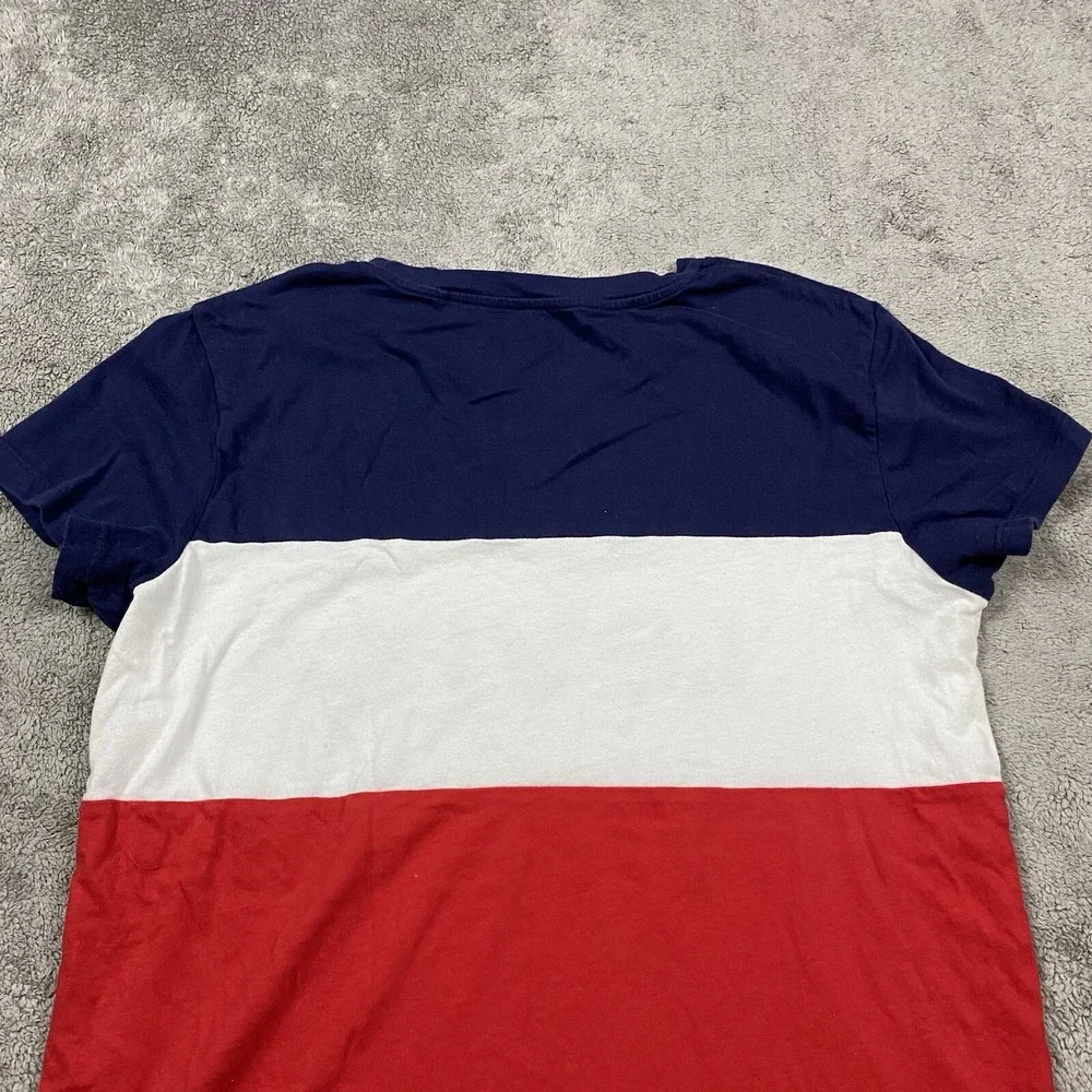 Levis Logo‎ Spellout Mens Size Medium Shirt Red White Blue Color Block